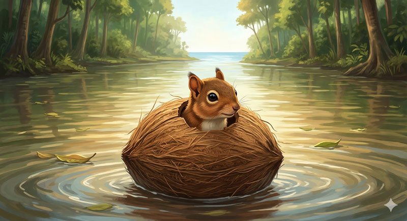 adegan_09_tupai_hanyut_dalam_kelapa